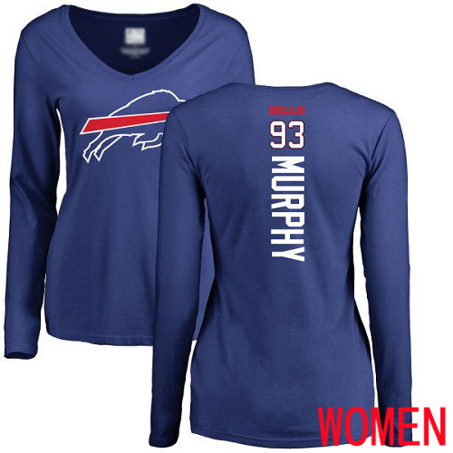 NFL Women Buffalo Bills #93 Trent Murphy Royal Blue Backer Long Sleeve T Shirt